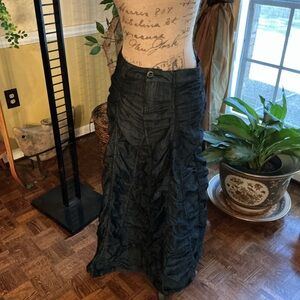 Boom Boom Jeans Textured Blue Denim Maxi Skirt